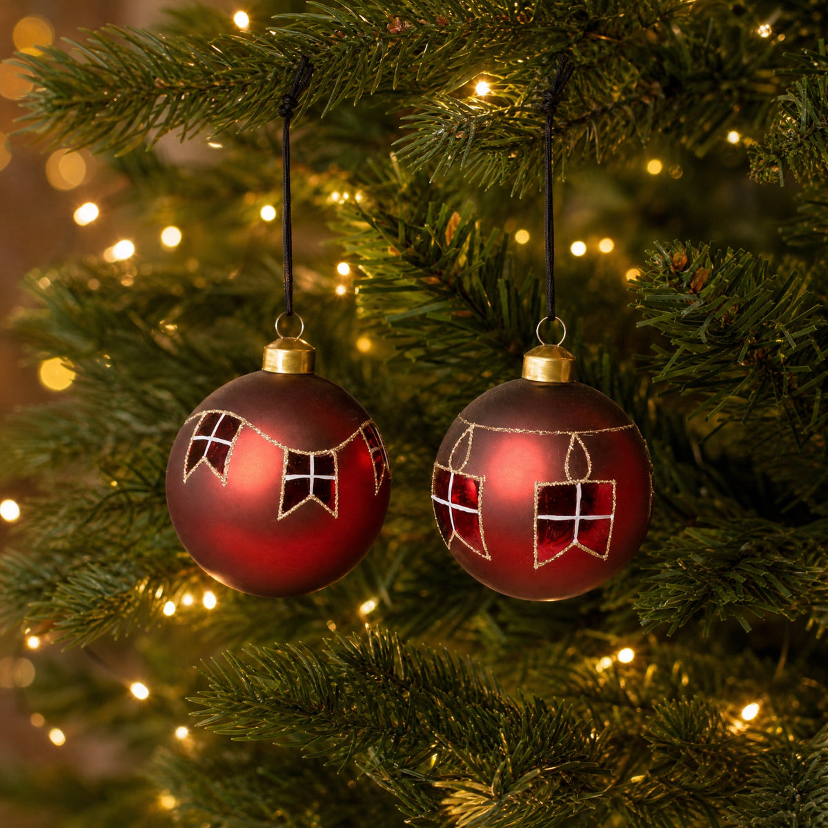 Christmas bauble with flag garland