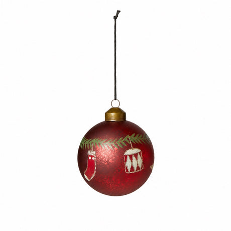 Christmas bauble with Christmas motifs, red