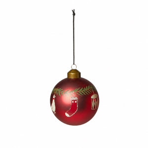 Christmas bauble with Christmas motifs, red