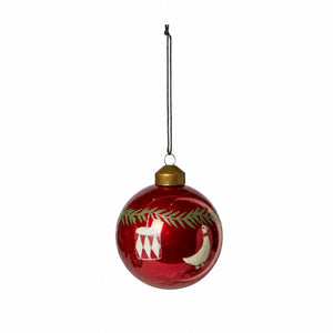 Christmas bauble with Christmas motifs, red