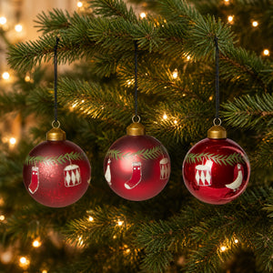 Christmas bauble with Christmas motifs, red