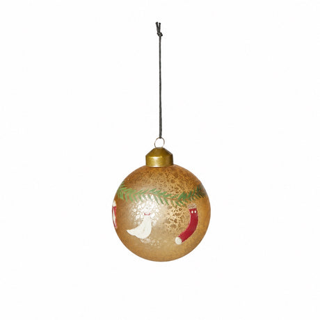 Christmas bauble with Christmas motifs, gold