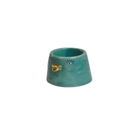Tealight holder duck aqua colored