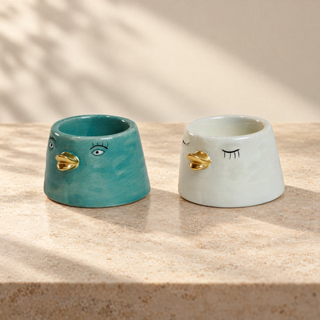 Tealight holder duck aqua colored