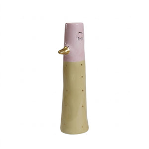 Vase duck 18 cm pink & light yellow