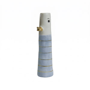 Vase duck 18 cm light blue & light gray
