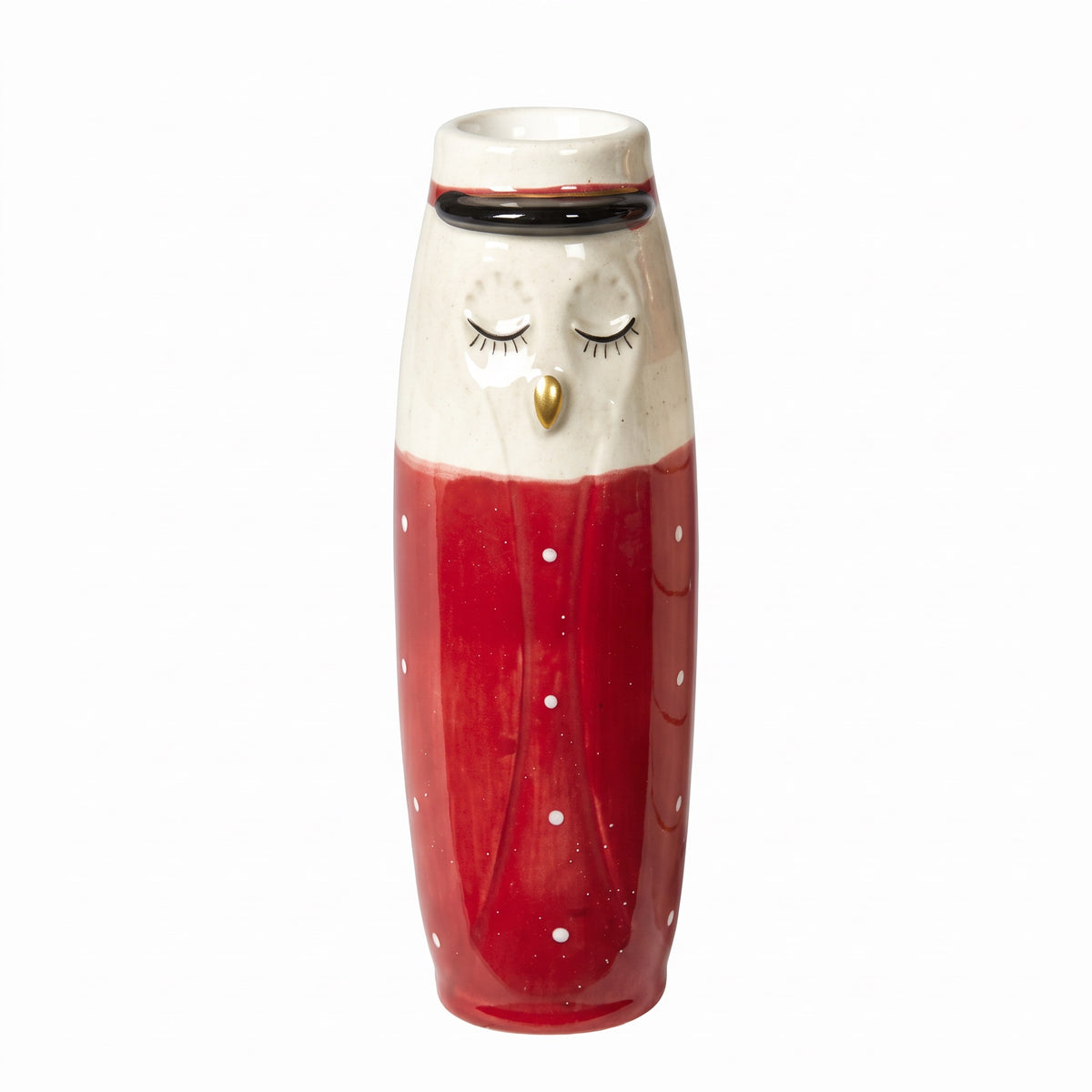 Vase owl student with red hat