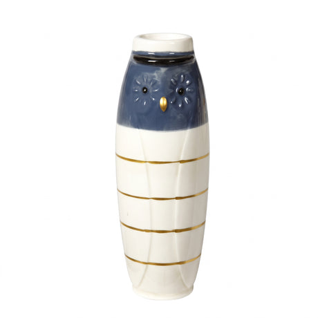 Vase owl student with blue hat
