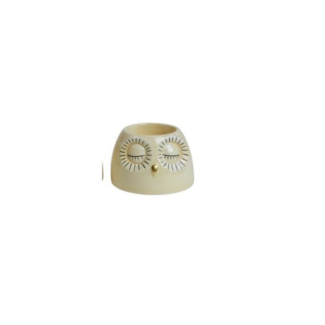 Tealight holder owl light yellow & yellow