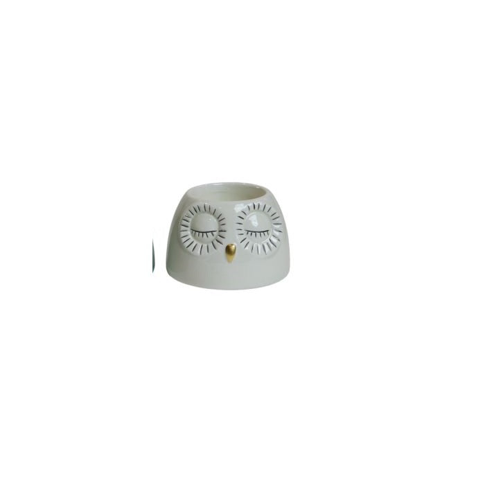 Tealight holder owl aqua & candle aqua