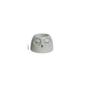 Tealight holder owl aqua & candle aqua