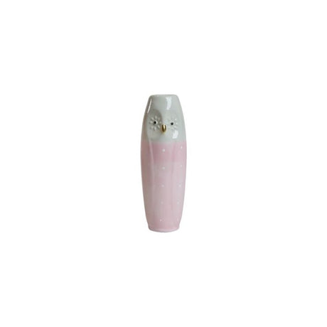 Vase Owl 17 cm high light aqua & pink