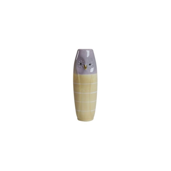 Vase Owl 17 cm high yellow & purple