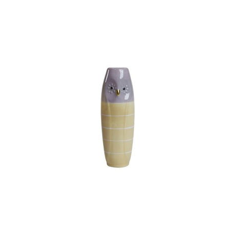 Vase Owl 17 cm high yellow & purple