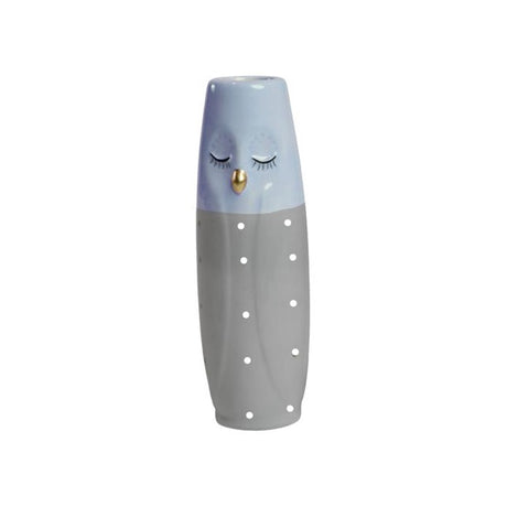 Vase Owl 17 cm high grey & light blue