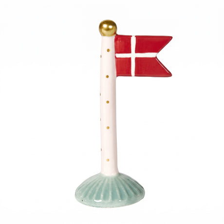 Flagpole with pointed flag 14 cm high