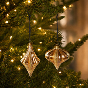 Christmas baubles gold and brown