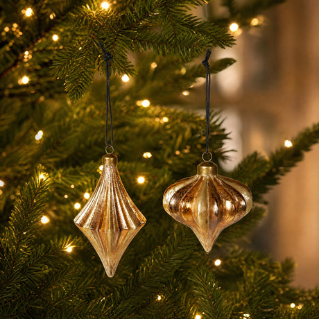 Christmas baubles gold and brown