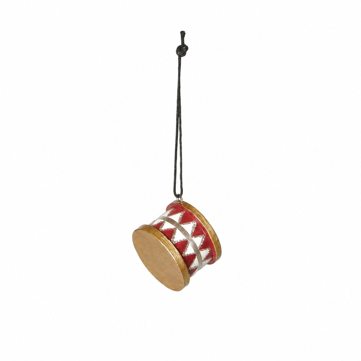 Wooden drum 4 cm in diameter red white gold