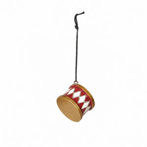 Wooden drum 4 cm in diameter red white gold