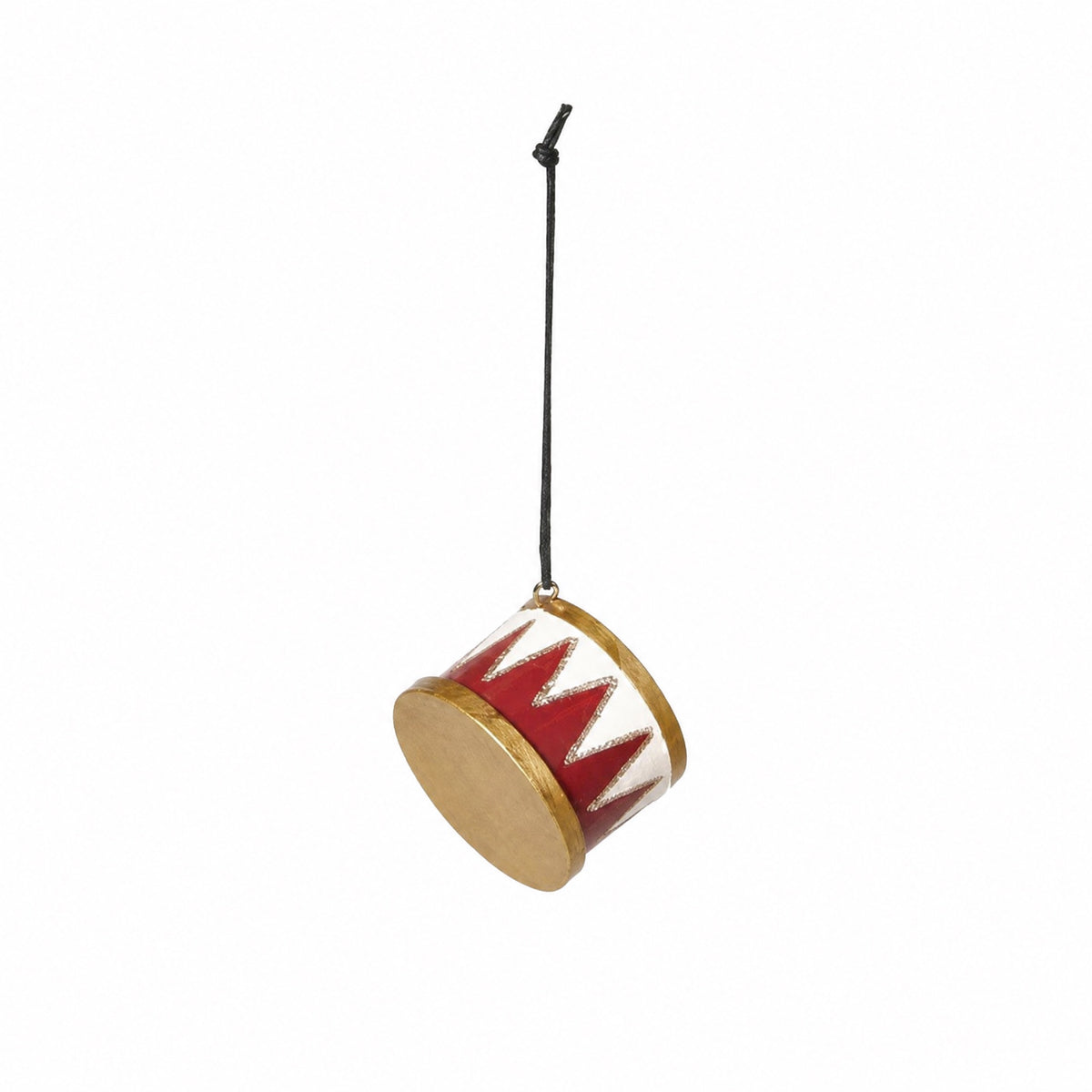 Wooden drum 5 cm in diameter red white gold