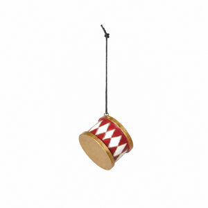 Wooden drum 5 cm in diameter red white gold