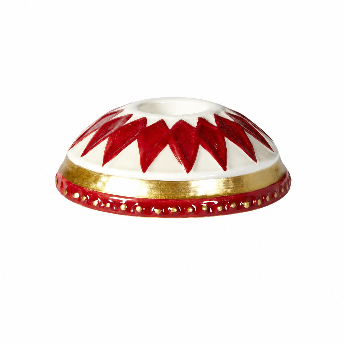 Candlestick with harlequin red white gold