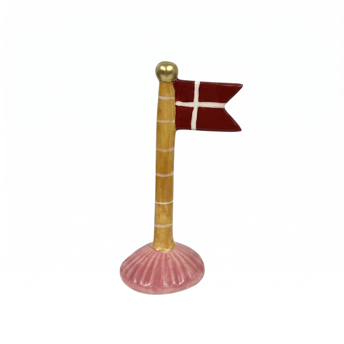 Flagpole with pointed flag 14 cm high blue yellow pink
