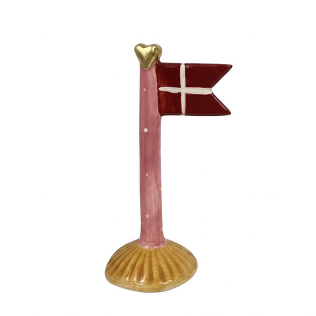 Flagpole with pointed flag 14 cm high blue yellow pink