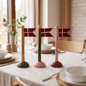 Flagpole with pointed flag 19 cm high yellow green pink