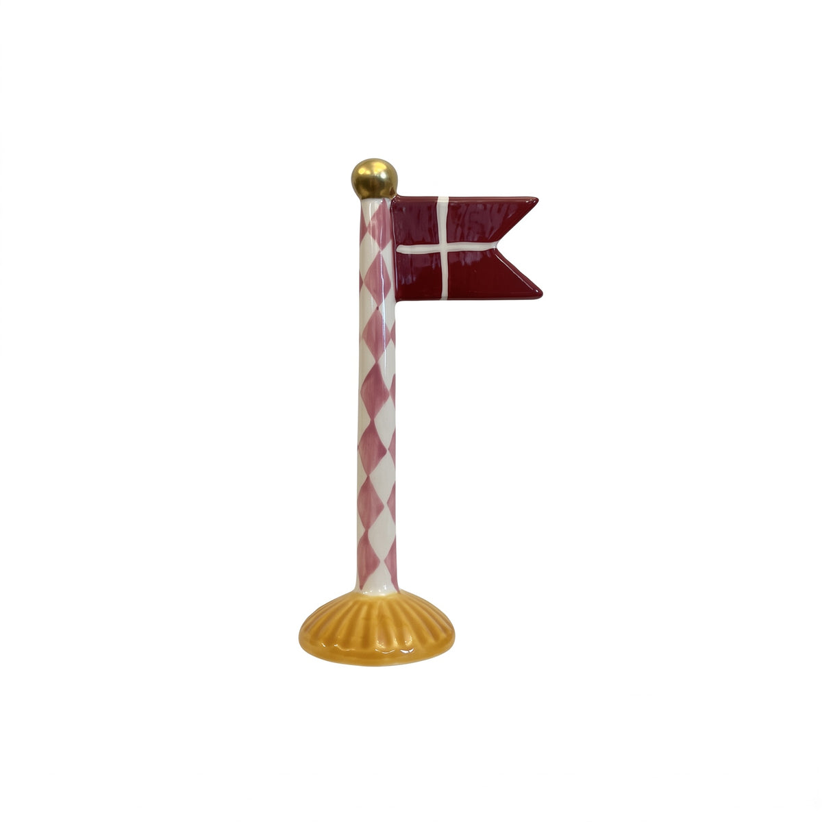 Flagpole with pointed flag 14 cm high harlequin