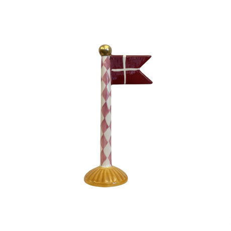 Flagpole with pointed flag 14 cm high harlequin