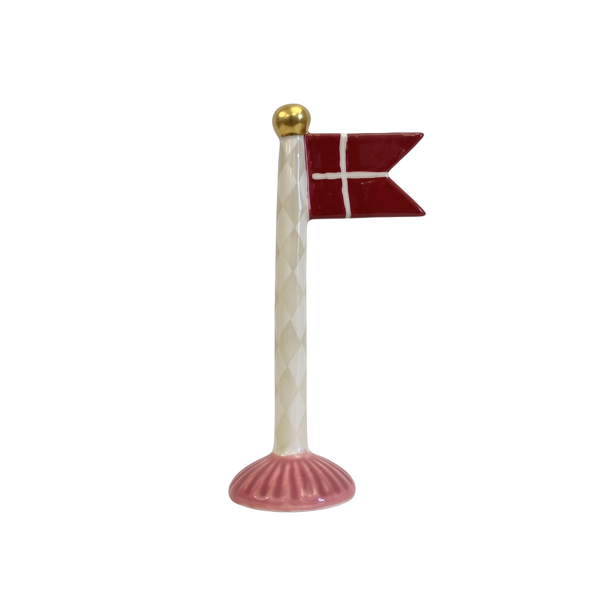 Flagpole with pointed flag 14 cm high harlequin