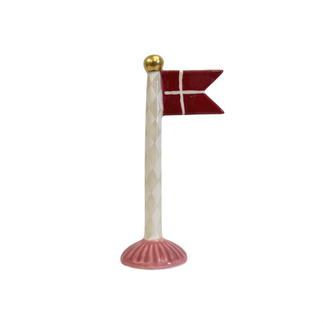 Flagpole with pointed flag 14 cm high harlequin