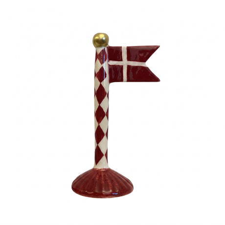 Flagpole with pointed flag 14 cm high harlequin pattern