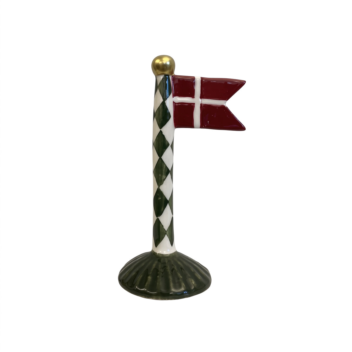 Flagpole with pointed flag 14 cm high harlequin pattern