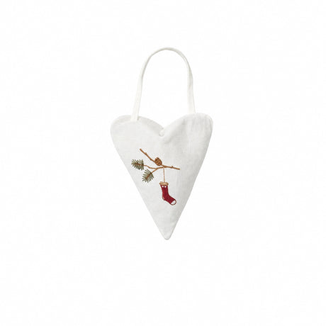 Heart with embroidery white