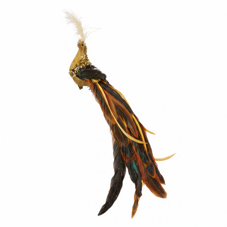 Peacock with feather tail on clip
