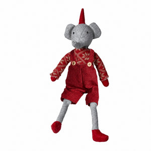 Elephant with red Christmas clothes