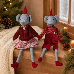 Elephant with red Christmas clothes