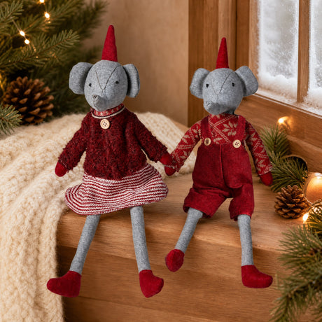 Elephant with red Christmas clothes