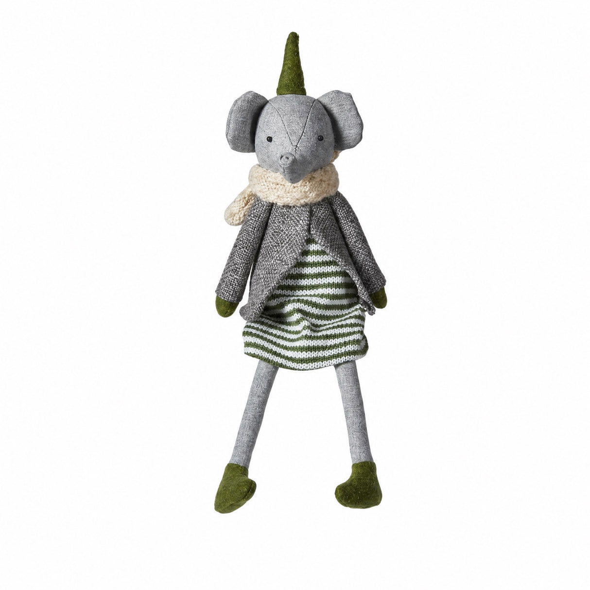 Elephant with gray-green clothes