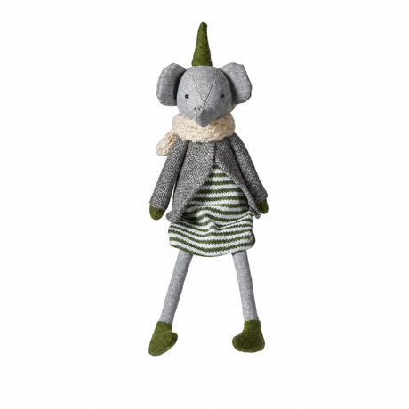 Elephant with gray-green clothes