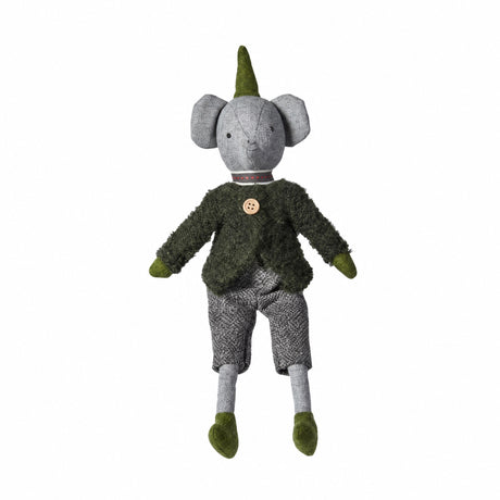 Elephant with gray-green clothes