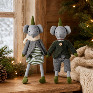 Elephant with gray-green clothes