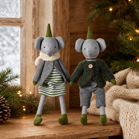Elephant with gray-green clothes