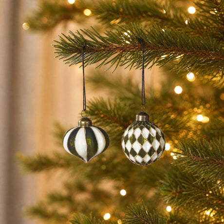 Christmas bauble Olive green/off-white 6 cm in dia