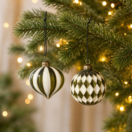 Christmas bauble Olive green/off-white