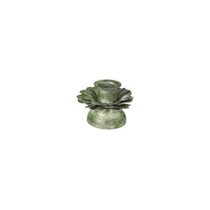 Small candlestick with leaves 5 cm high antique green