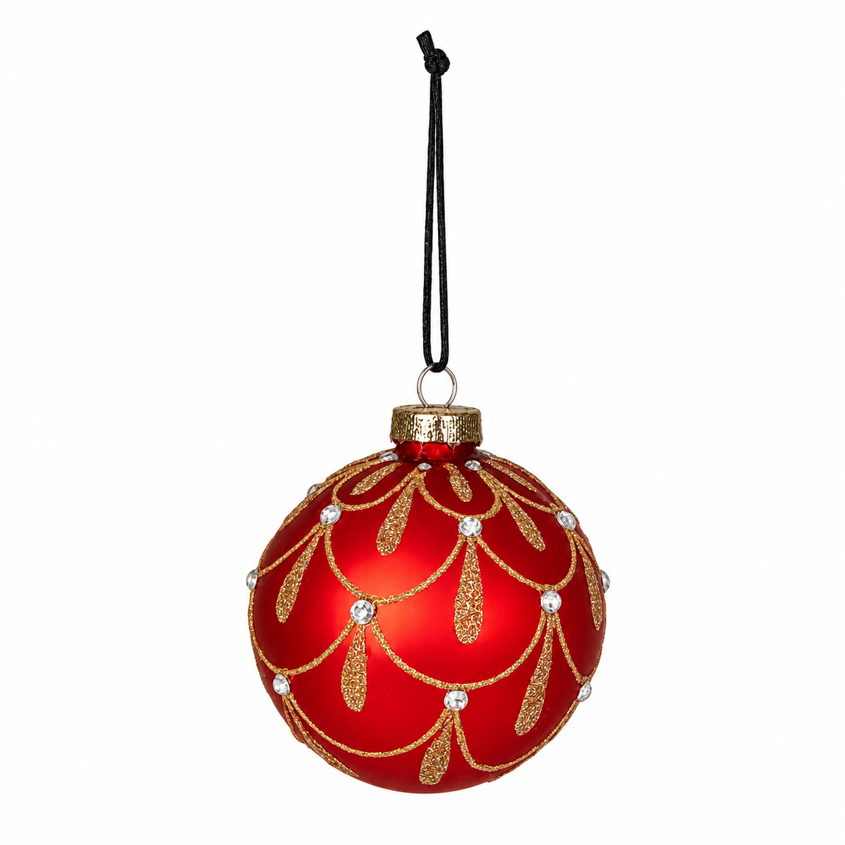 Red matte glass Christmas bauble with garland from Speedtsberg